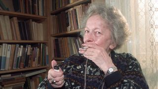 KRAKOW, POLAND - 1997: Wislawa Szymborska, Polish poet and laureate of the 1996 Nobel Prize in Literature, at her home in Krakow, Poland, in 1997.