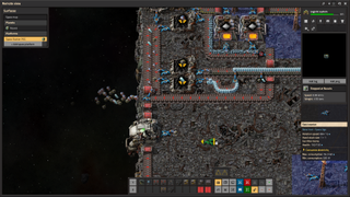 A space platform in Factorio: Space Age.